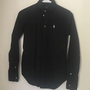Polo button down shirt black size 2
